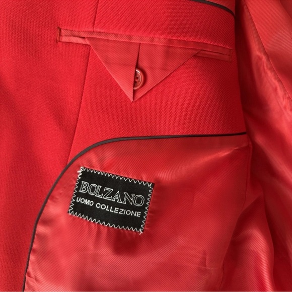 Bolzano Uomo Charles Red Blazer Jacket 44R Superior Polyester Sport Coat Xmas - Picture 11 of 12